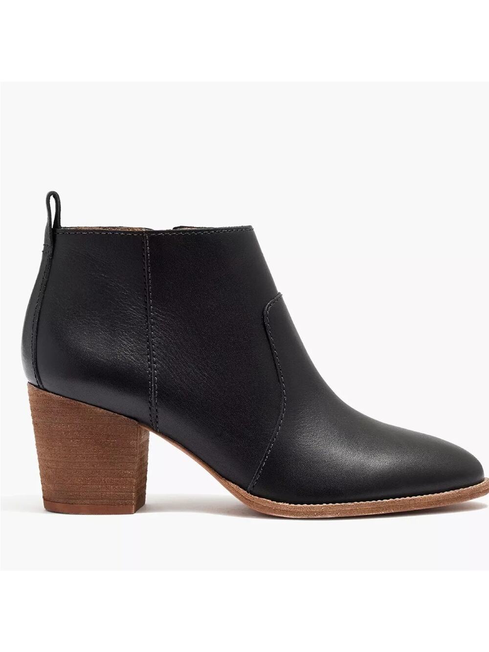 MADEWELL The Brenner Boot Black Leather Wood Block Booties US 9.5